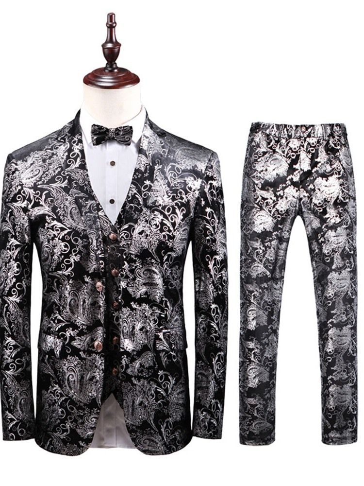 Terno Vestido De Festa Casual Masculino Com Estampa Floral 3 Peças