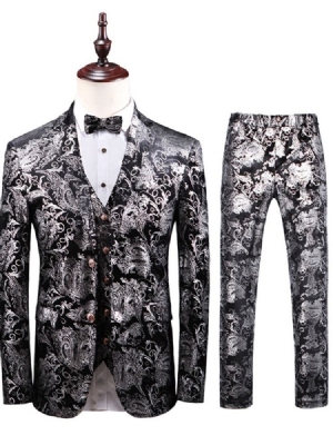 Terno Vestido De Festa Casual Masculino Com Estampa Floral 3 Peças