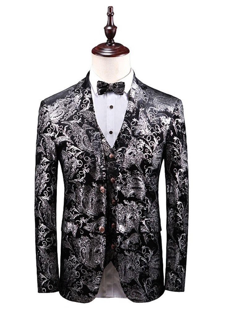 Terno Vestido De Festa Casual Masculino Com Estampa Floral 3 Peças