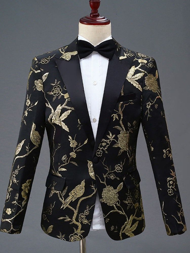 Terno Vestido De Festa Masculino Com Bordado Floral De Um Botão