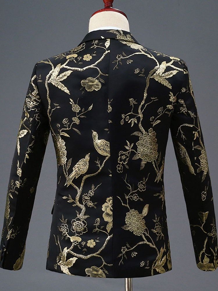 Terno Vestido De Festa Masculino Com Bordado Floral De Um Botão