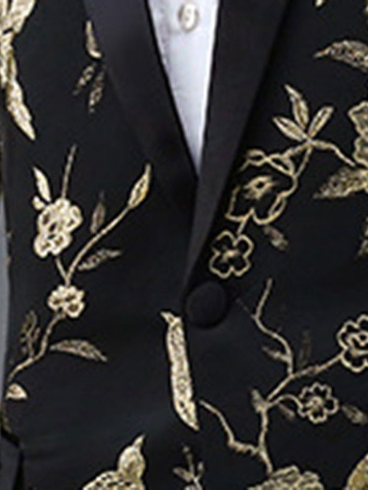 Terno Vestido De Festa Masculino Com Bordado Floral De Um Botão