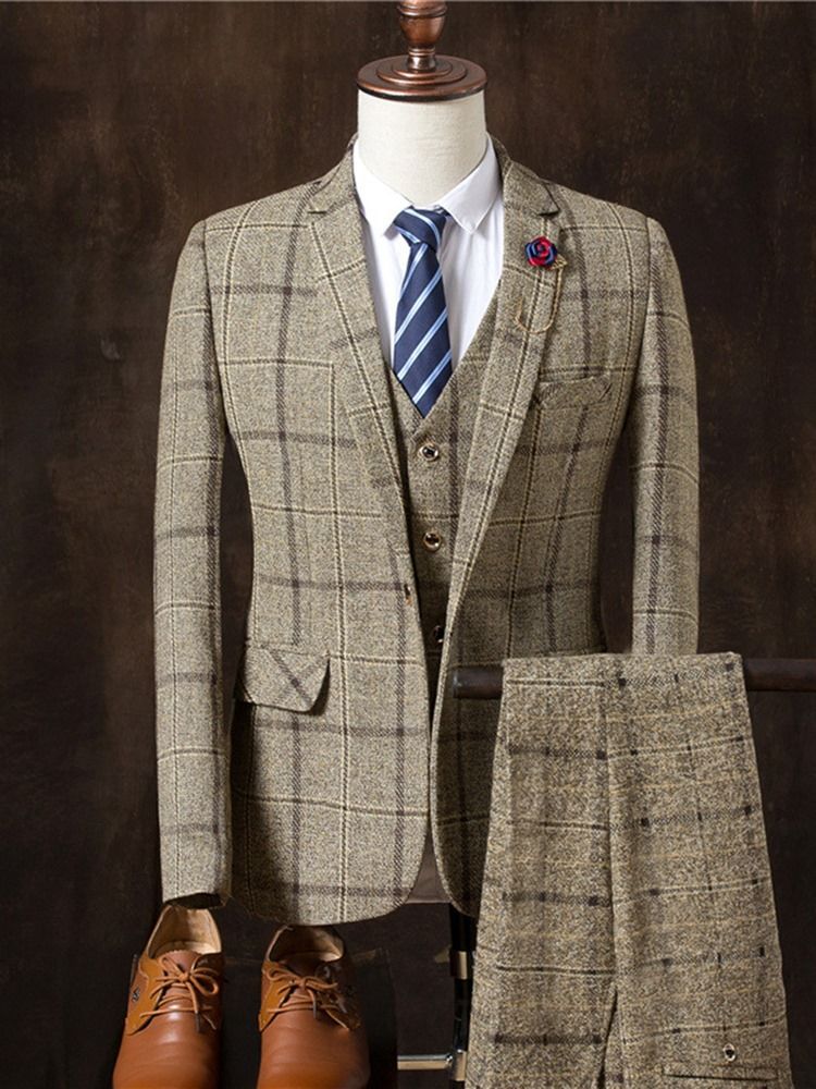Xadrez De Três Peças Xadrez Vogue Terno Masculino Slim