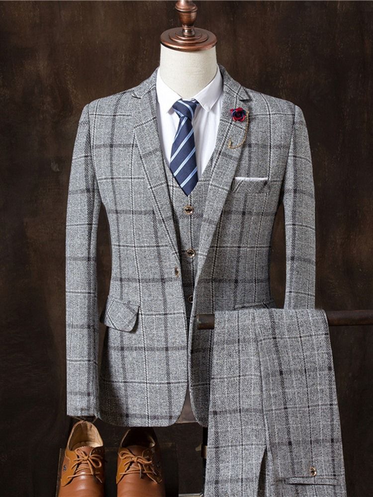 Xadrez De Três Peças Xadrez Vogue Terno Masculino Slim