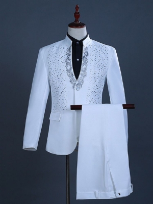 Zíper Moda Cor Block Terno Masculino