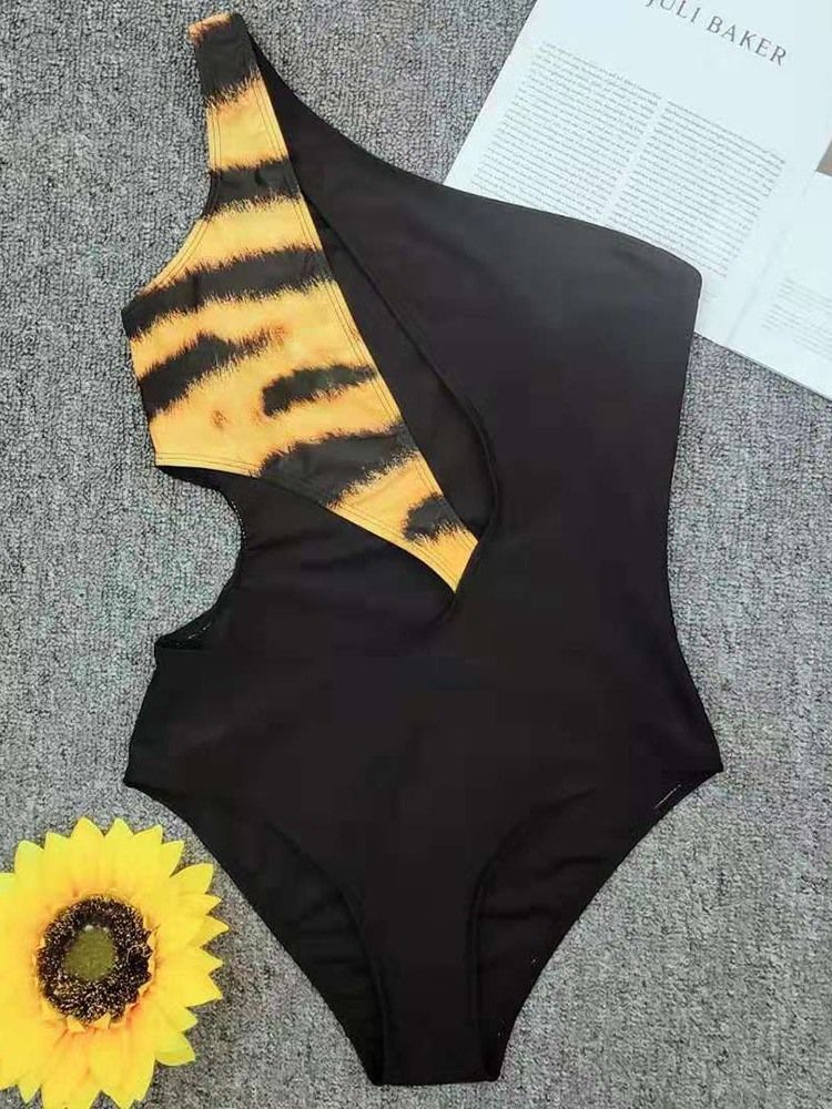 Bloco De Cores Feminino Maiô Sexy Leopardo De Uma Peça