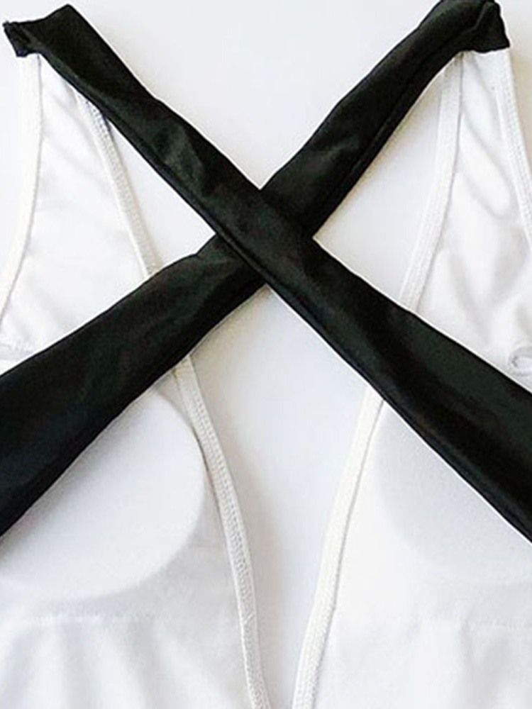Bloco De Cores Sexy Roupa De Banho Feminina De Uma Peça