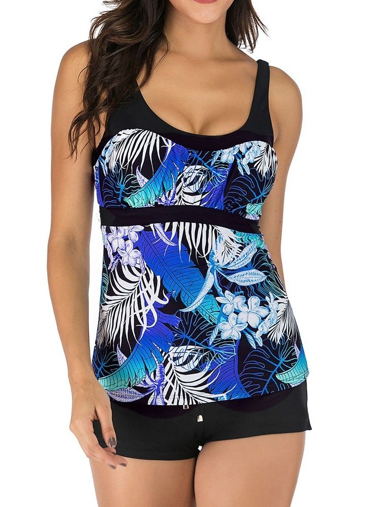 Fato De Banho Feminino Com Estampa Elástica De Cor Block