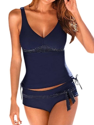 Fato De Banho Sexy Feminino Colour Blockwork Bowknot