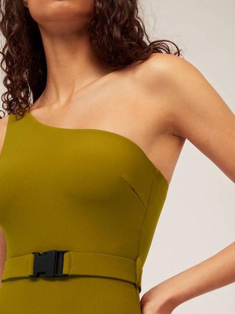 Roupa De Banho Feminina Sexy Simples De Um Ombro