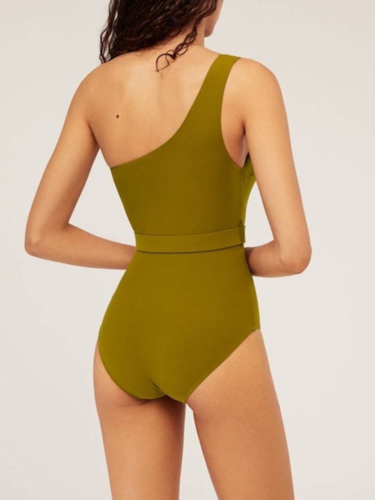 Roupa De Banho Feminina Sexy Simples De Um Ombro