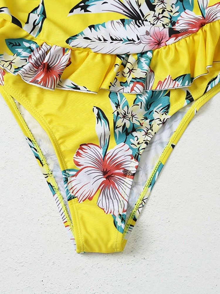 Roupa De Banho Floral Alongada Feminina De Uma Peça