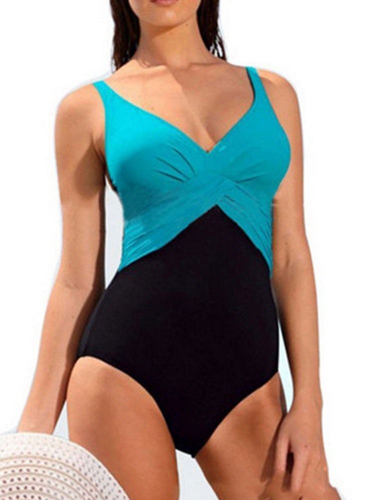 Roupa De Banho Pregueada Feminina De Uma Peça Com Decote Em V