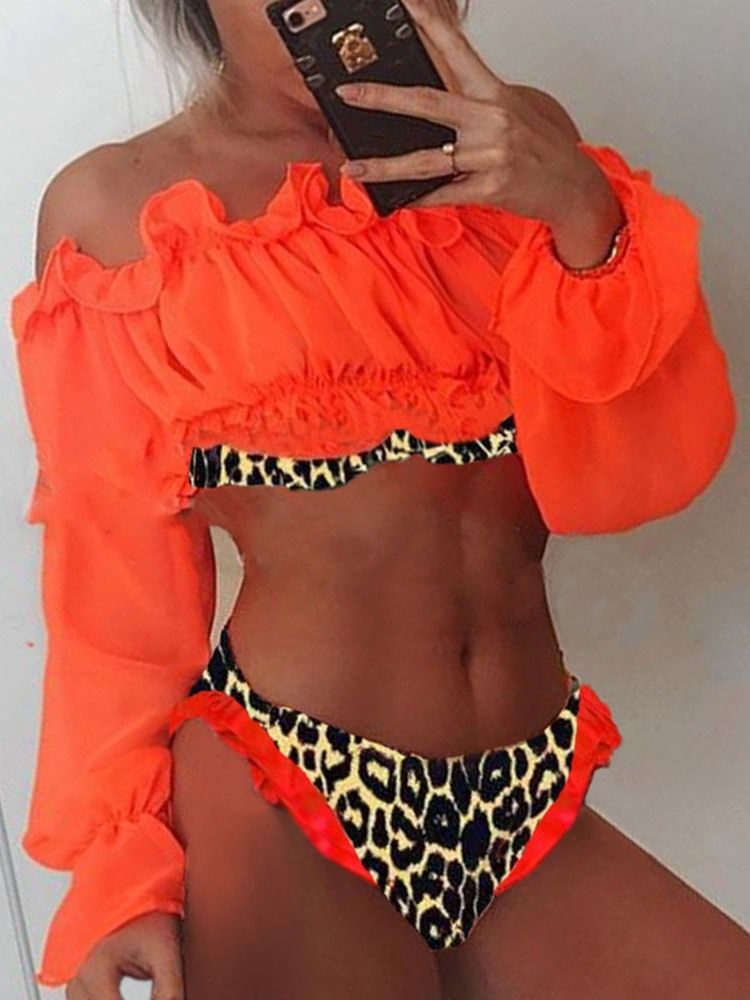 Roupa De Banho Sexy Com Estampa De Bloco De Cor Feminina