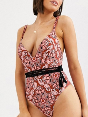 Roupa De Banho Sexy Feminina Floral De Uma Peça Colorida