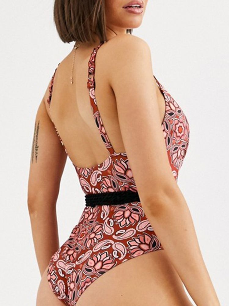 Roupa De Banho Sexy Feminina Floral De Uma Peça Colorida