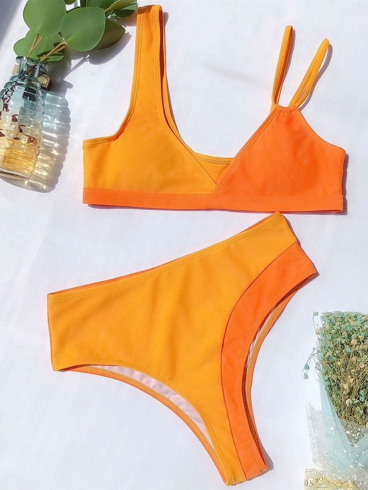 Tankini Feminino Sexy Conjunto Cor Bloco De Banho