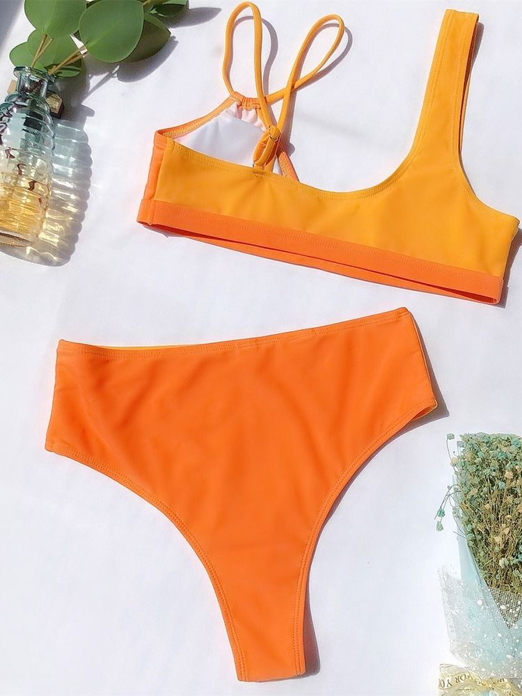 Tankini Feminino Sexy Conjunto Cor Bloco De Banho