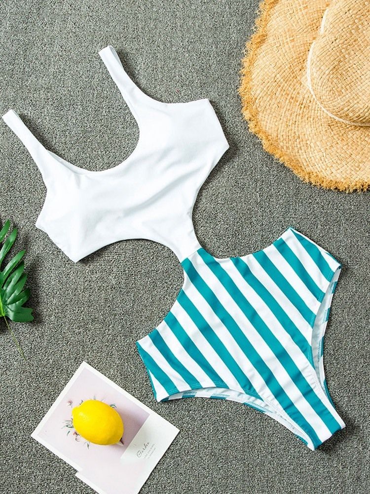 Traje De Banho Feminino Sexy Stripe Em Uma Peça