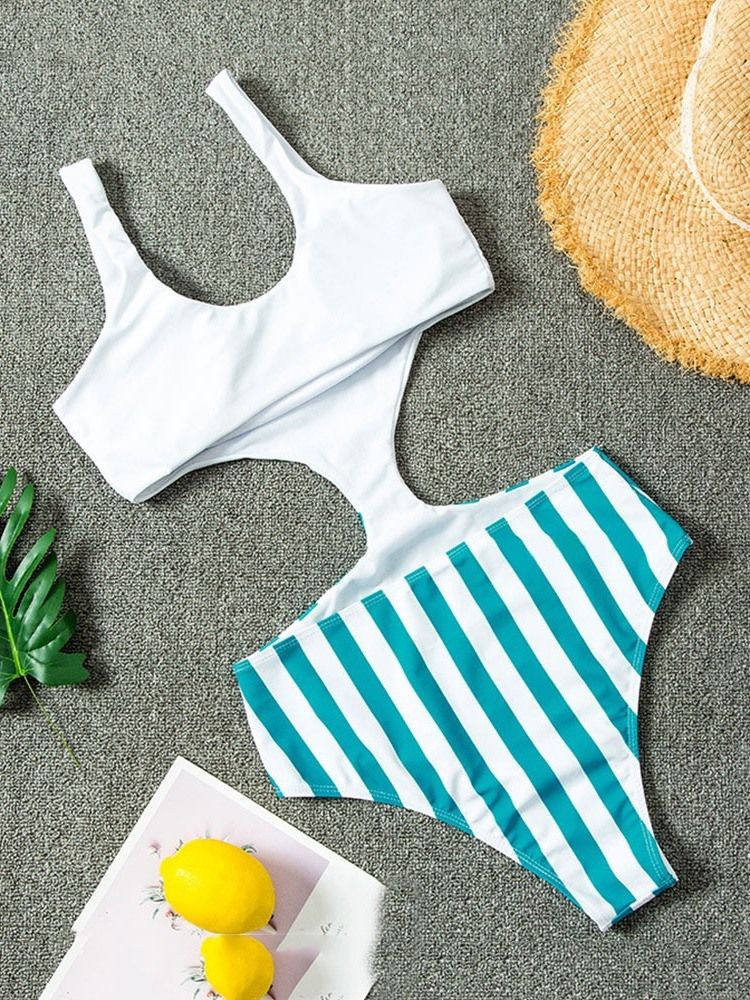 Traje De Banho Feminino Sexy Stripe Em Uma Peça