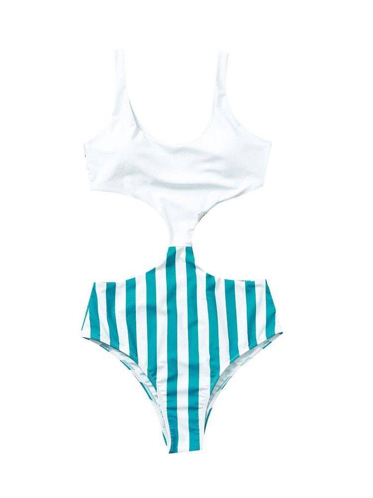 Traje De Banho Feminino Sexy Stripe Em Uma Peça