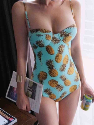Traje De Banho Sexy Feminino Com Estampa Colorida De Abacaxi