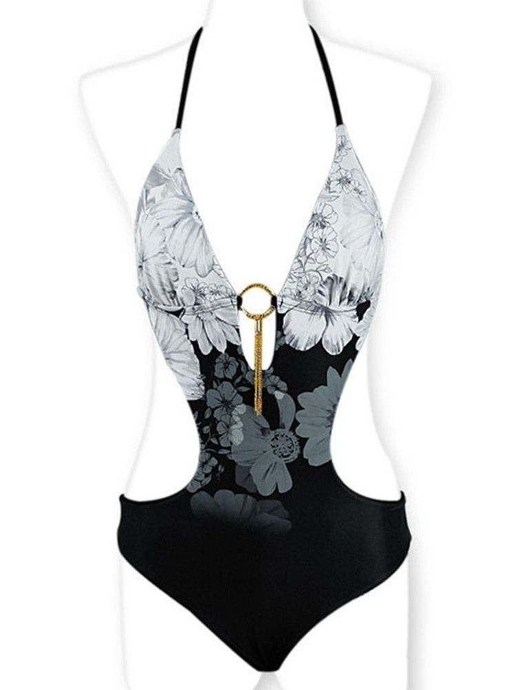 Traje De Banho Sexy Feminino Com Estampa De Zebra Listrada Em Uma Peça