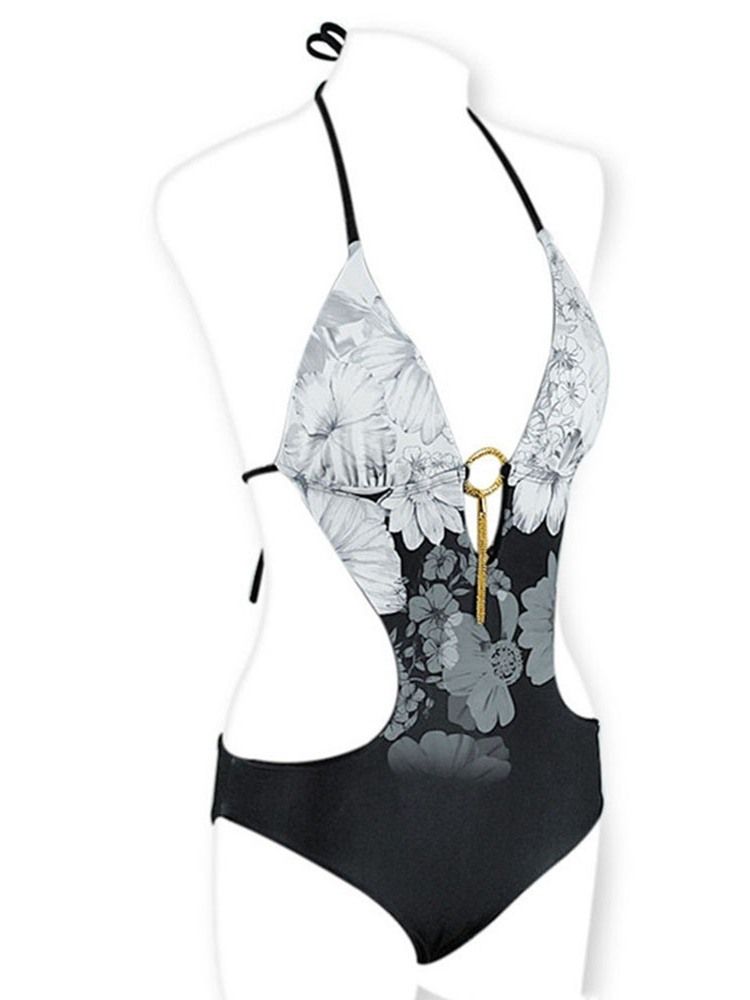 Traje De Banho Sexy Feminino Com Estampa De Zebra Listrada Em Uma Peça