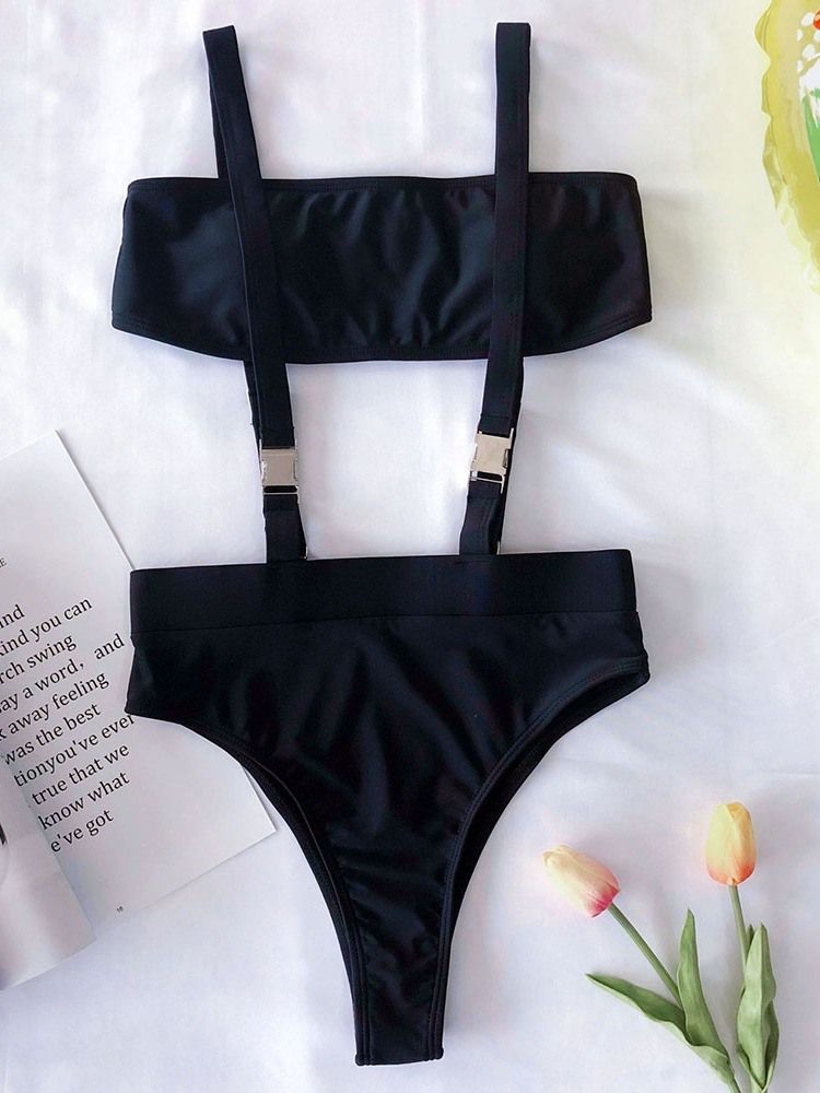 Traje De Banho Sexy Feminino Oco Liso E Elástico