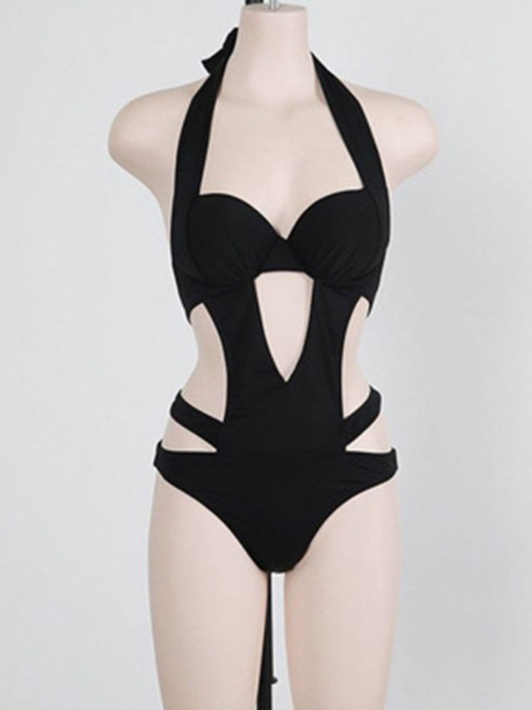 Traje De Banho Sexy Liso Feminino De Uma Peça
