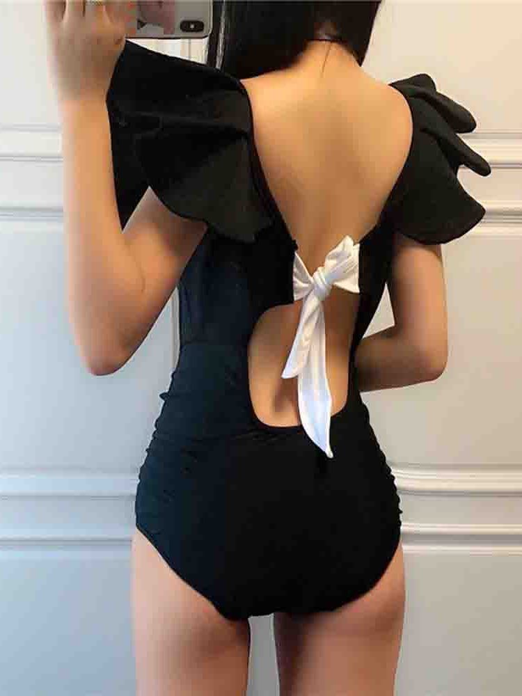 Trajes De Banho Femininos Simples Com Renda Lisa Em Uma Peça