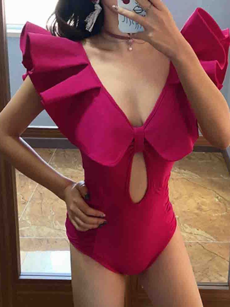 Trajes De Banho Femininos Simples Com Renda Lisa Em Uma Peça