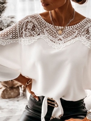 Blusa Feminina De Comprimento Médio Com Decote Redondo Liso Manga Asa De Morcego