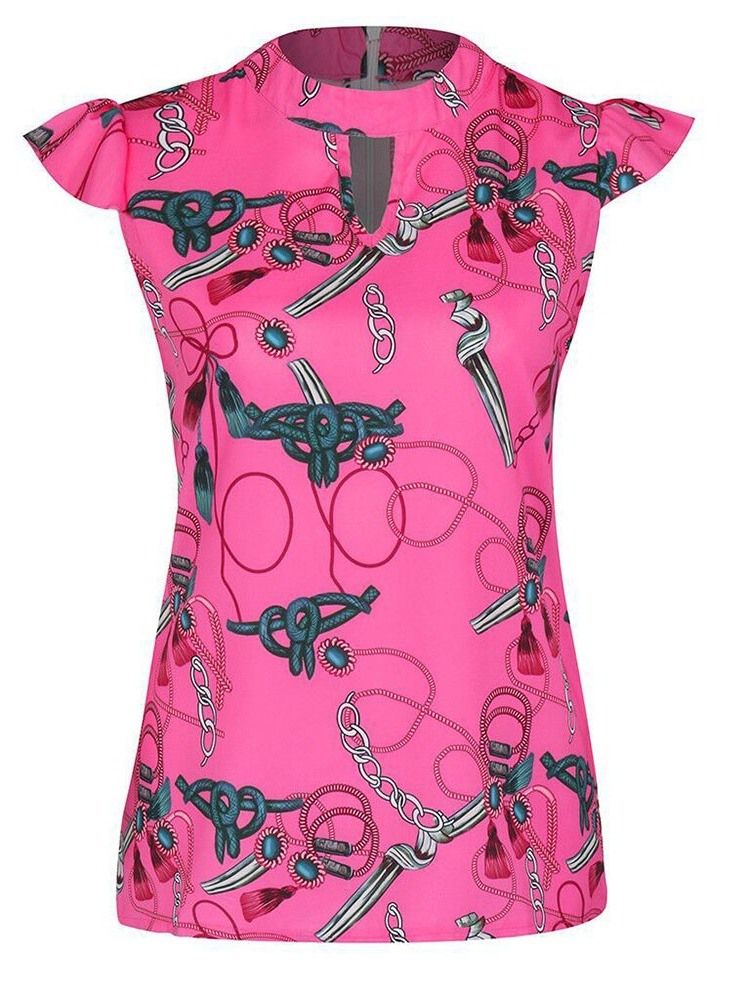 Blusa Feminina De Manga Curta Padrão Bloco De Cor Oca