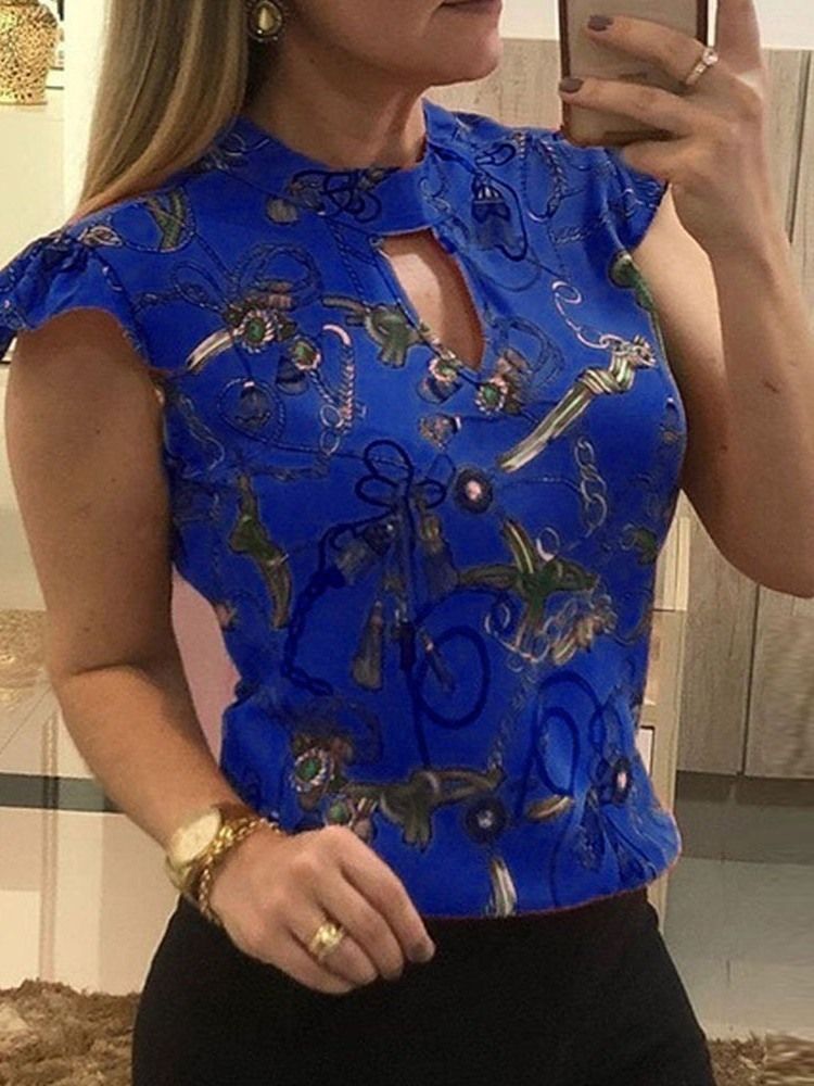 Blusa Feminina De Manga Curta Padrão Bloco De Cor Oca