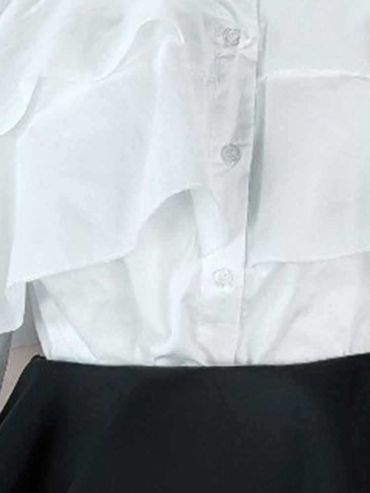 Blusa Feminina Padrão Lapela Lisa 3d De Manga Comprida