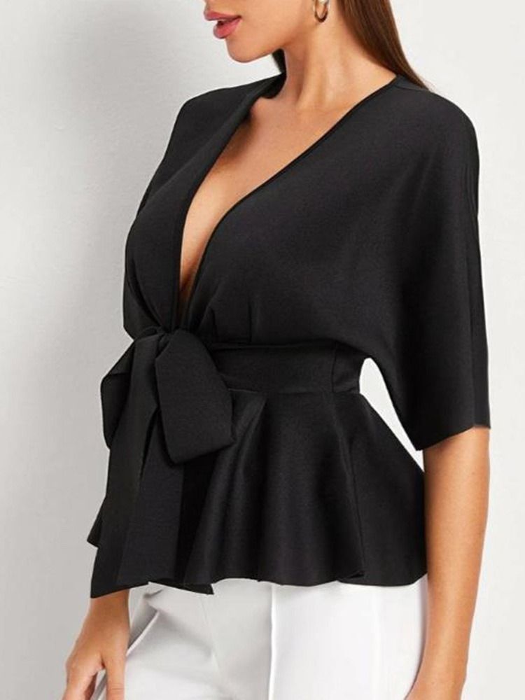 Blusa Feminina De Renda Regular Lisa Normal Meia Manga