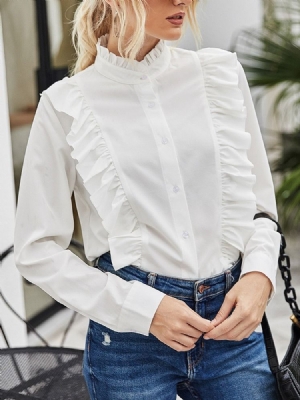 Blusa De Gola Regular De Manga Comprida Selvedge De Manga Comprida Padrão Feminina