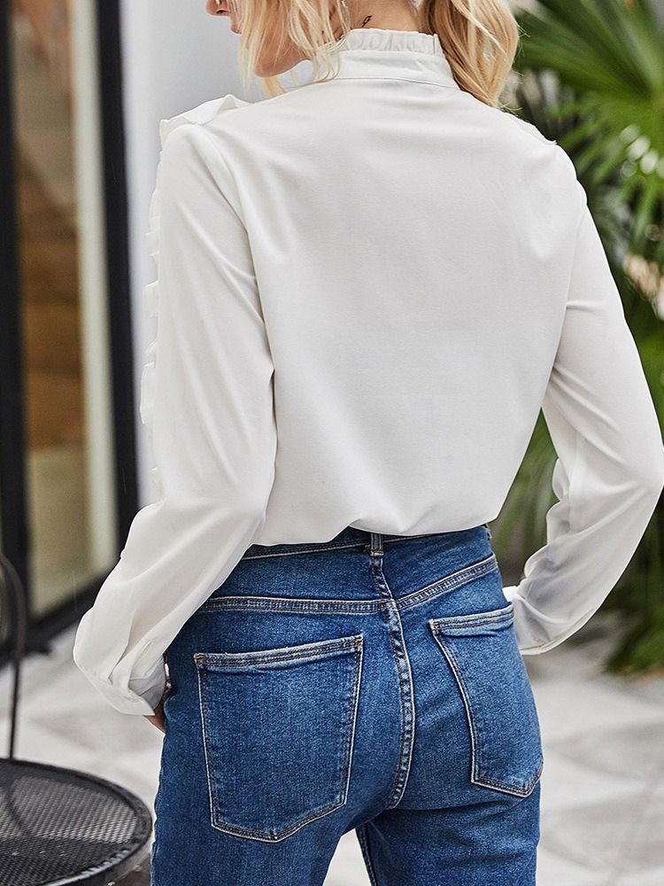 Blusa De Gola Regular De Manga Comprida Selvedge De Manga Comprida Padrão Feminina