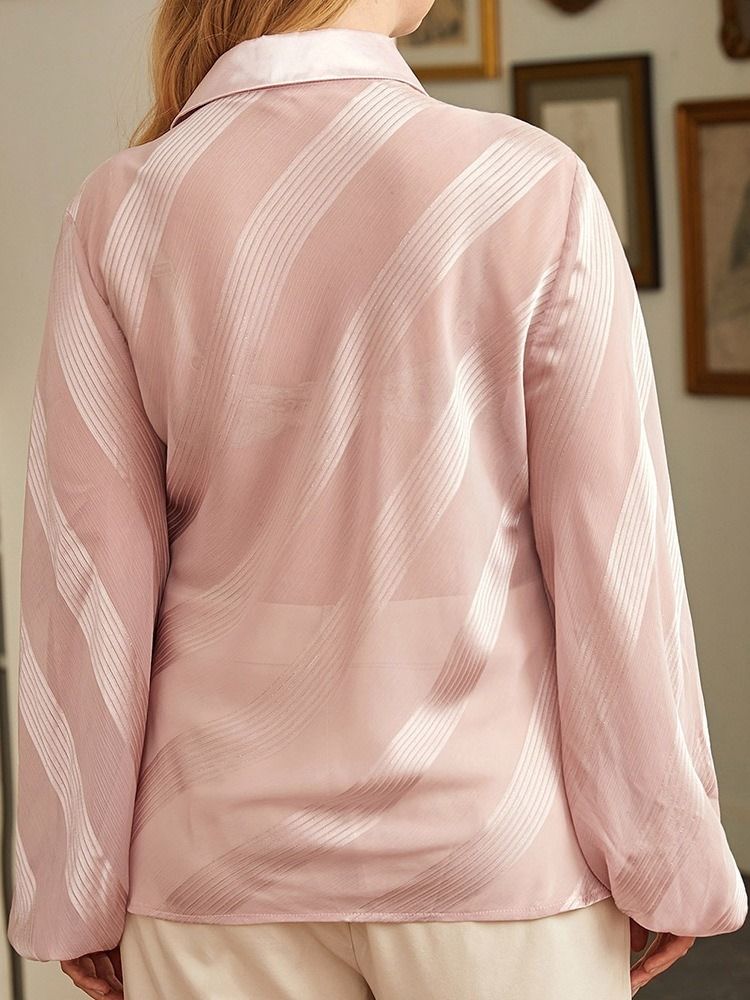 Blusa Normal Feminina De Lapela Lisa Regular Manga Comprida