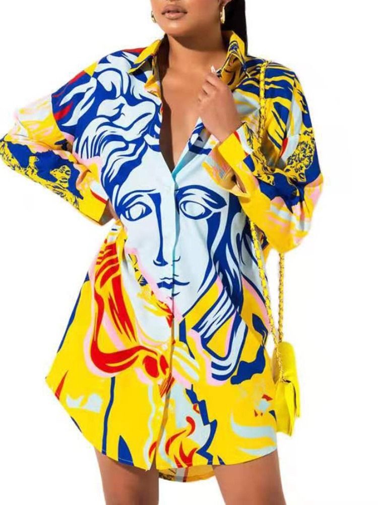 Patchwork Color Block Regular Blusa De Comprimento Médio Feminino De Manga Comprida