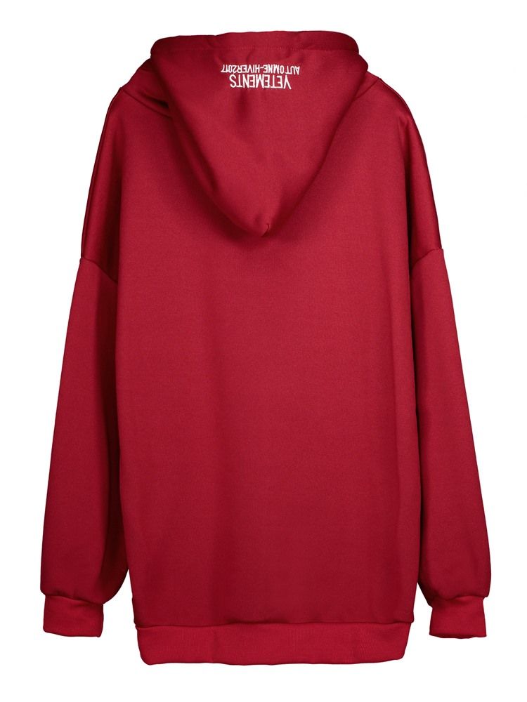 Feminino Impressão Carta Solta Com Capuz Bolso Canguru