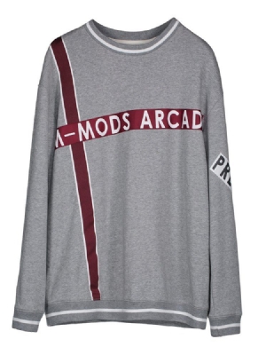 Moletom Com Gola Redonda E Listra Em Retalhos Com Capuz Feminino