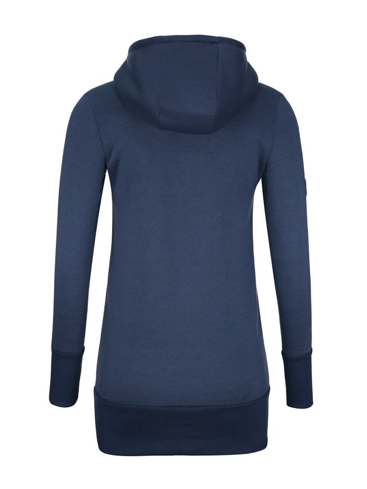 Moletom Feminino Fino De Comprimento Médio Liso Com Gola Alta Com Capuz