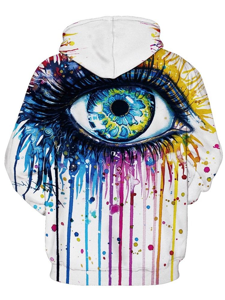 Moletom Feminino Solto De Comprimento Médio Pintado À Mão