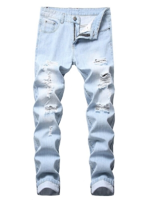 Button Color Block Masculino Jeans Cintura Média