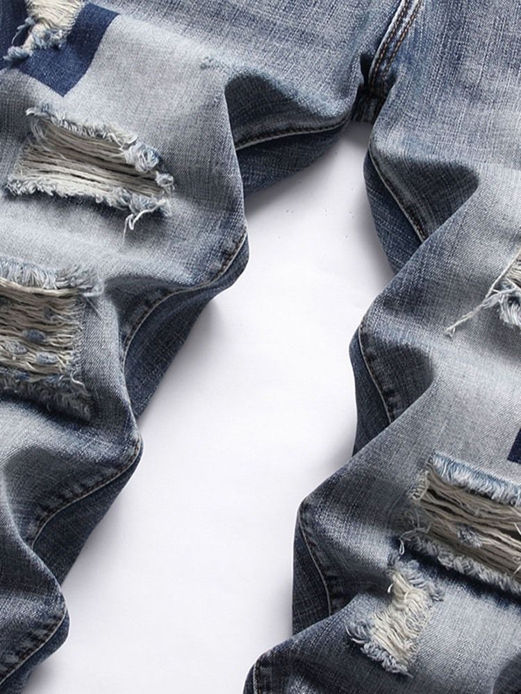 Calça Jeans Casual Masculina De Bolso Reto Com Zíper