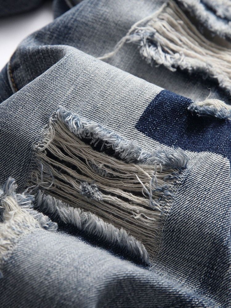 Calça Jeans Casual Masculina De Bolso Reto Com Zíper