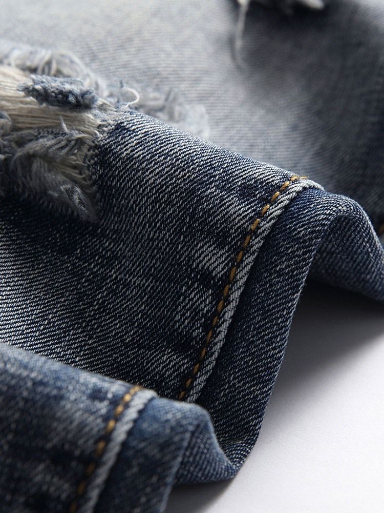 Calça Jeans Casual Masculina De Bolso Reto Com Zíper