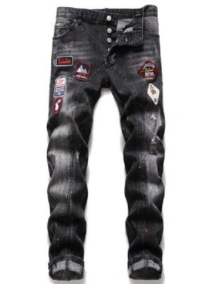 Calça Jeans Casual Masculina De Botão Reto